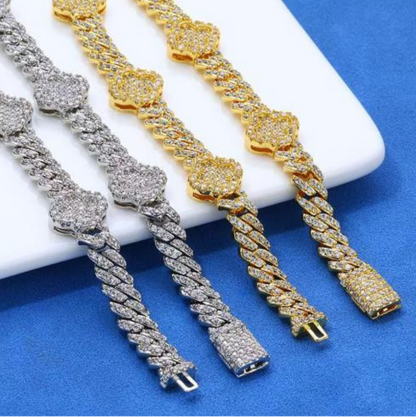 Iced Out Four Leaf Clover Tennis Chain