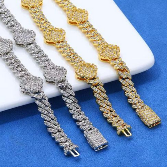Iced Out Four Leaf Clover Tennis Chain