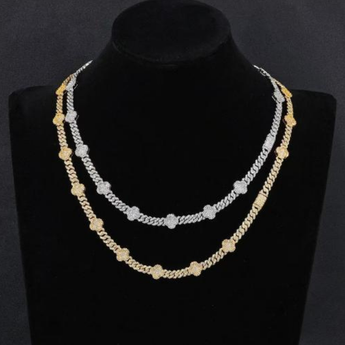 Iced Out Four Leaf Clover Tennis Chain