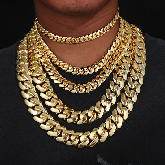 Classic Cuban Link Necklace-Clamp Clasp