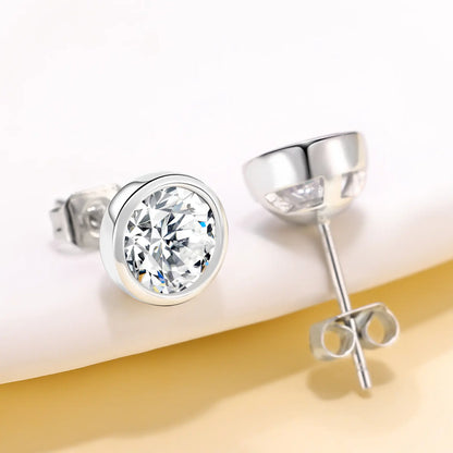 Round Setting Round Cut Silver Stud MOISSANITE Earrings Gold